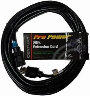 Century Pro 16 Gauge SJTW 3 Conductor 25 Foot Extension Cord - Black