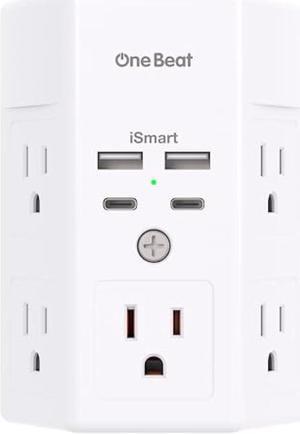 Multi Plug Outlet, Surge Protector, 5 Outlet Extender with 4 USB Charging Ports (2 USB C), USB Wall Charger, 3-Sided 1800J Power Strip Outlets Splitter Wall Plug Adapter Spaced for Home Office Dorm