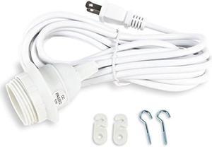 Wallniture Fiore 15 Feet Hanging Lantern Cord Room Decor for Pendant Light Bulbs Socket Set, White