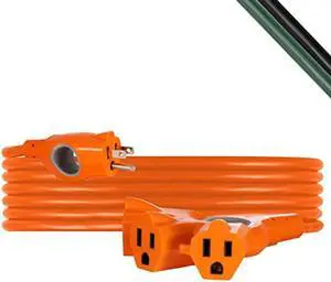 UltraPro 3-Outlet EZGrip Grounded Extension Cord, 25ft. Power Strip, Indoor/Outdoor Extension Cord with Multiple Outlets, Orange  69269