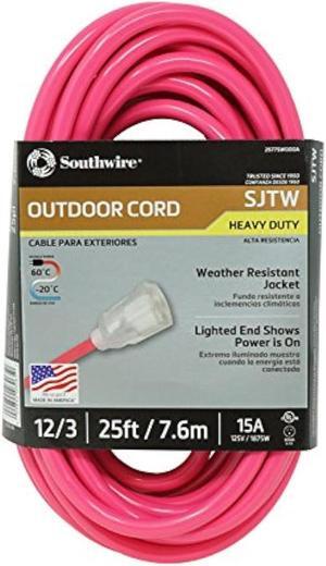 Coleman Cable 2577SW000A EXTCORD, 12/3 SJTW 25' COOL PINK LE SW+, One Size