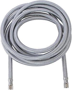 Endurance Pro 10 Foot Universal Ice Maker Flexible Braided Stainless Steel Water Supply Hose Connector Connection, 1/4 x 1/4 Inch Compression Fittings (1, 10 Foot)