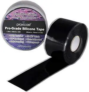 Proxicast Pro-Grade Extra Strong 30mil Weatherproof Self-Fusing Silicone Rubber Sealing Tape For Outdoor Antenna Coax & Electrical Cables, Hose/Pipe Leaks & Emergency Repairs (1.5 x 15' roll) - Black