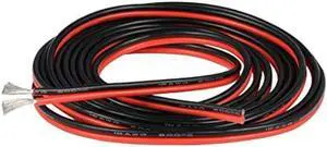 BNTECHGO 16 Gauge Flexible 2 Conductor Parallel Silicone Wire Spool Red Black High Resistant 200 deg C 600V for Single Color LED Strip Extension Cable Cord,Model,10ft Stranded Tinned Copper Wire