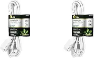 GoGreen Power (GG-24709) 16/2 9 Household Extension Cord, 3 Outlets, White, 9 Ft (Pack of 2)