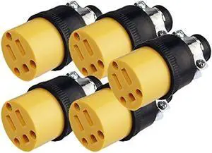 Black Duck Brand Female Extension Cord Replacement Electrical Plugs End (5 Pieces)