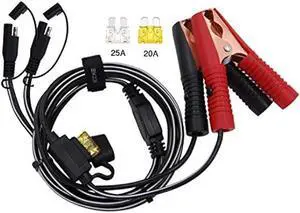10FT 14AWG Battery Alligator Crocodile Clip to 2 SAE Connector Extension Cable,12V SAE Quick Release Adapter to Alligator Clips Quick Disconnect Cable