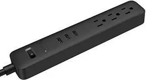 TP Quality 3 Outlet 3 Fast Charging USB Ports Switch Power Strip Surge Protector 4Ft Extension Cord with Flat Plug for Dorm Room Office Home Work iPhone iPad UL Listed Muti-Pack (Black)