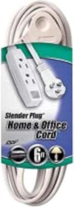 Coleman Cable 03517 Flat Plug Extension Cord; 16/3 Grounded with 3-Outlet Trinector Tap; 6-Foot