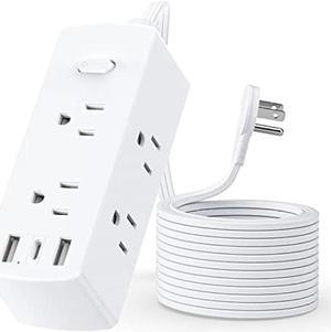 Power Strip Surge Protector, Olcorife Ultra Thin Flat Plug Extension Cord 5ft, 6 Outlets 3 USB Ports(1 USB C), 3 Sided Outlet Extender for Home Office Travel Dorm Room Essentials