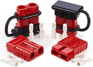 OMT Wire Connector 4 Pack, 50A Wire Harness Plug Kit for 6-12 Gauge Cables, 12V-36V Battery Quick Connect Disconnect Set for Car Bike ATV Winches Lifts Motors More, Set of 4, Red