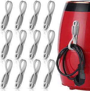 12 Pcs Cord Bundlers Cord Organizer for Appliances, Self Adhesive Kitchen Appliance Cord Wrapper Sticky Silicone Cord Holder Cable Organizer for Data Cable, Air Fryer, Toaster (Gray)