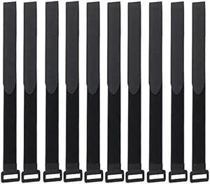 HUAPX Fastening Hook and Loop Cable Straps,10Pack Black Self-Adhesive Cable Ties,Nylon Securing Straps with Buckles,Adjustable and Reusable Cinch Straps for Cords Organized and Tidy(1 x 31)