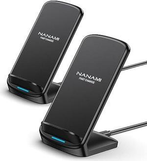 NANAMI Wireless Charger [2 Pack] - 10W Qi-Certified Fast Wireless Charging Stand for Apple iPhone 15/14/14 Pro/13/12/11/8, Cordless Phone Charger Dock for Samsung Galaxy S23/S22/S21/Note 20, Pixel 6
