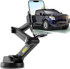 Truckules Truck Phone Holder Mount Heavy Duty Cell Phone Holder for Truck Dashboard Windshield 16.9 inch Long Arm, Super Suction Cup & Stable, Compatible with iPhone & Samsung, Gray, Pickup Truck