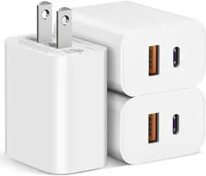 [3 Pack] USB C Wall ChargerApple MFi Certified Dual Port PD Power Adapter Fast Charging Block for iPhone 15/15 Pro/15 Pro Max/15 Plus/14/13/12/11, XS/X, iPad, Google Pixel, Samsung Galaxy and More