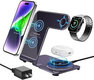 Wireless Charger, Aluminum Alloy 3 in 1 Wireless Charging Station for Apple iPhone/iWatch/Airpods,iPhone 14,13,12,11 (Pro, ProMax)/XS/XR/XS/X/8(Plus),iWatch8/7/6/SE/5/4/3/2,AirPods 3/2/pro