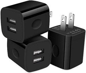 USB Outlet Wall Plug Compatible iPhone 14 Pro Max/13/12/SE/11/8/XS,Samsung Galaxy A14 5G/S23/S21 FE/A13/A23/A03s/A53/S22+,Double USB Wall Charger 3-Pack USB Square USB Electrical Plug Cube Power Block