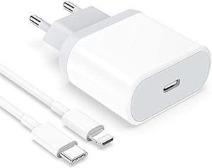 Anigaduo 25W USB C European Plug Adapter with 6FT Cable for iPhone 14/14 Pro/14 Pro Max/14 Plus/13/12/11, Travel USBC Charging Power Charger Cord for Europe EU Euro Spain Italy France Germany