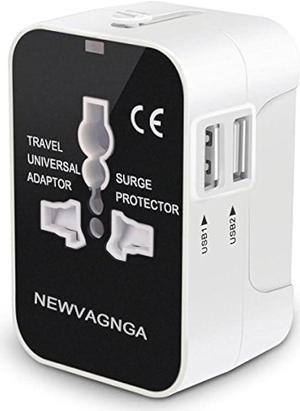 International Universal All in One Worldwide Travel Adapter Wall Charger AC Power Plug Adapter with Dual USB Charging Ports for USA EU UK AUS European Cell Phone Laptop