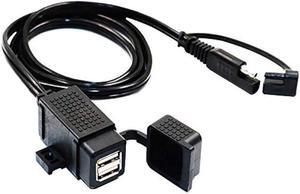 MOTOPOWER MP0609C 3.1Amp Waterproof Motorcycle Dual USB Charger Kit SAE to USB Adapter Cable Phone Tablet GPS Charger (SAE to Dual USB Adapter)