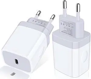 European Charger 2Pack EU Fast 20W USB C Charger Block Travel Plug PD Power Adapter for iPhone 15/14/14 Pro/14 Pro Max/13 Pro Max/13 Pro/13 Mini/13/12/11 Pro Max/XS Max/XR/X/8/SE 2022,Samsung,Android