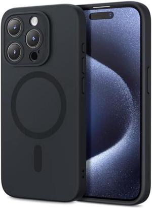 ESR for iPhone 15 Pro Max Case with MagSafe, Supports Magnetic Charging, Slim Liquid Silicone Case, Shock Absorbing, Screen and Camera Protection, Cloud Series, Black