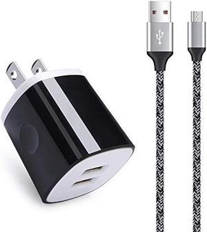 Charger Block Cube with Micro USB Cable Fast Charging Cord Compatible for Samsung Galaxy S7/S6/Edge/Active S5 S4 Note 5/4,J7 J3 J2 A7 A10S A10 A6,Moto E6 E5 G5 G4 Z2 G6 Play,LG K50 K40 K30 K20 V10 Q60