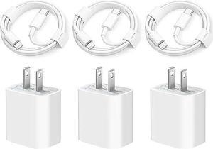 iPhone Chargers Fast ChargingApple MFi Certified 3 Pack cargador 20W Super Fast Charger USB C Wall Charger with 6FT Cable Compatible with iPhone 11 12 13 14 PlusPro MaxProMiniXRiPad