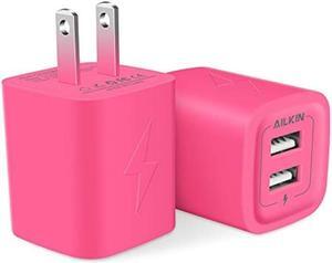 Wall Charger, AILKIN USB Plug Fast Charging Block, Power Adapter Cube 2 Port Charge Travel Brick Cell Quick Chargers Box for iPhone 15/14/13/12 Pro/SE/11Pro Max/XR, Samsung Galaxy S22 S7 S6, HTC, LG