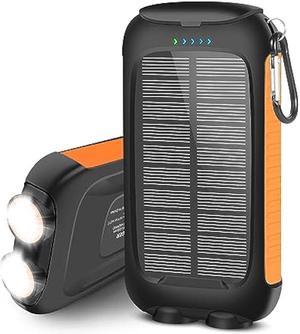 Qisa Solar Power Bank 38800mAh, Solar Charger,Portable Charger, Outputs  5V/3A High-Speed & 2 Inputs Huge Capacity Phone Charger for Smartphones,  IP66 Rating, Strong Light LED Flashlights 