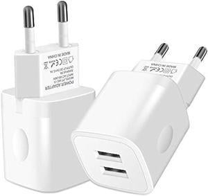 European Travel Plug Block, Wall Charger Power Adapter for Europe Adaptor, 2.1A Dual Port USB Cube Fast Charging Box Base Brick for iPhone 13 Pro Max 12 11 XR XS X/8/7, US American to Europe Converter