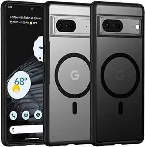 TIANNIUKE Magnetic Case for Google Pixel 7, Translucent Matte Anti-Fingerprint,Compatible with MagSafe,Slim Fit Shockproof Protective Phone Case for Pixel 7 Case (2022) -Black