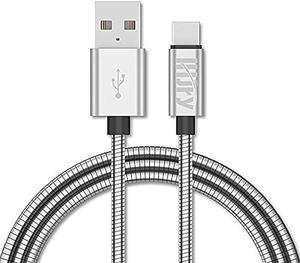 LHJRY USB Type C Cable, [6.6ft 2 Pack] Metal Braided Indestructible Chew Proof 3A Fast Charging Cord for Samsung Galaxy Note 20 10 9 S21 S20 S10 S9 S8, LG V50 V20 G5 and Other USB C Charger,Silver