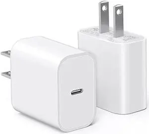 USB C Wall Charger, 2-Pack 20W Fast Charger Block, Type C PD Power Delivery Charging Block Plug for iPhone 11/12/13/14/Pro Max, XS/XR/X, iPad Pro, AirPods Pro, Samsung Galaxy and More(White)