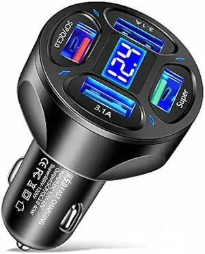 Car Charger Fast Charge,66W SCP/QC3.0 Cell Phone Charger,Cigarette Lighter USB Charger with Voltage Detection Compatible for iPhone 14 Pro MAX/13,MacBook Pro,iPad Pro,Switch,Galaxy S22/S21