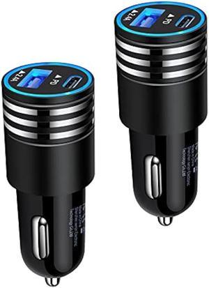 Fast Charging USB C Car Charger for iPhone 15 14 13 12 11 Pro Max SE XR XS X 8 Samsung Galaxy S23 S22 S21 S20 FE Note20 A32 Google Pixel 7a/7 Pro/6a/6/5/4a/4/3XL,2Pack 30W PD+2.4A Type C Car Adapter