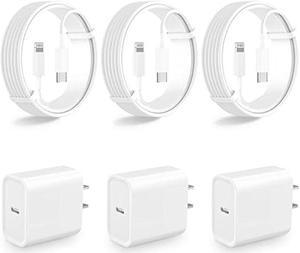 Apple MFi Certified iPhone Fast Charger LANWK 3Pack 20W USBC PD Power Wall Charger Adapter  3Pack 6FT TypeC to Lightning Cord iPhone Charger Fast Charging for iPhone 14 13 12 11 ProXSXSEiPad