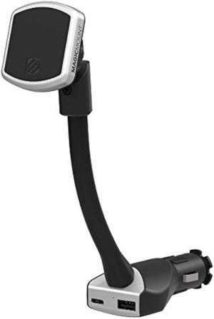 Scosche MP12VPD2-XTSP MagicMount Pro Magnetic Phone/GPS 30W Power Delivery 3.0 Type-C + Type-A Outlet Charging Mount for The Car, Black/Silver