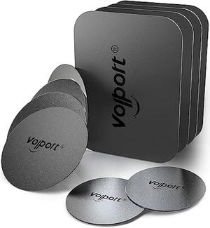 Metal Plate for Phone Magnet, 10 Pack Volport MagicPlate with 3M Adhesive Replacement for Magnetic Phone Car Mount Holder & Cradle & Stand (Vent/CD/Windshield/Dashboard) - Rectangle and Round