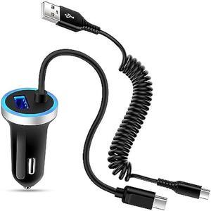 Android Car Charger Fast Charging Cord Type C Cigarette Lighter Adapter with Android USB C Coiled Cable for Samsung Galaxy A14 5G A54 A24 A34 A53 A23 A13 A32 A52 Z Flip 43 Z Fold 43 S23 S22 S21 S20