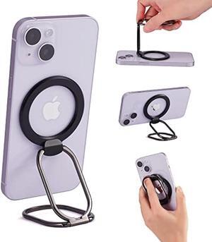 Magnetic Phone Ring Holder for MagSafe 360°Rotation Finger Grip Kickstand Adjustable Finger Phone Ring Stand Mag Safe Accessories for iPhone15/ 14/13/12 Series Removable for Wireless Charging Black