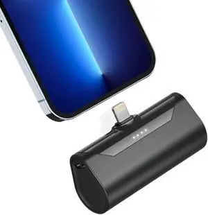 TCNOLL Mini Portable Charger 4800mAh Small Power Bank Battery Charger Fast Charging 15W Ultra-Compact Lightning Output External Battery Pack for iPhone 14 Pro Max 13 12 11 8 7 6s iPad Pro 2023-Black