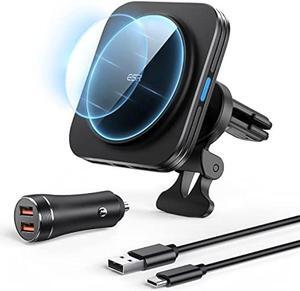 ESR Magnetic Wireless Car Charger (HaloLock), Compatible with MagSafe Car Charger, Air Vent Car Phone Holder Mount for iPhone 15/14/13/12 with 36W QC 3.0 Fast Car Charger, Car Accessories, Black