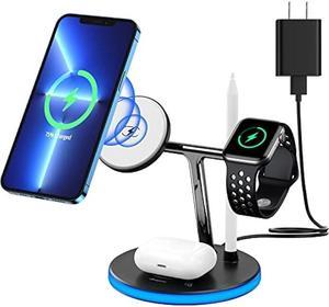 Magnetic Wireless Charging Station KOOPAO 4 in 1 Fast Charger Dock Stand Compatible with iPhone 1213Pro Pro Max Mini iWatch 76SE5432 AirPods 2 Pro 1ST Pencil with QC 30 Adapter