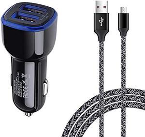 Car Charger Android for Samsung Galaxy J7 Crown/Prime/Pro/Sky Pro/Refine/Neo/Luna/Eclipse,J7 V 2nd/Perx/Star,J6 Plus J5 J4 J3 S7 Edge S6 S5 S4 S3 Note 4/5,6ft Phone Cord Fast Charging Micro USB Cable