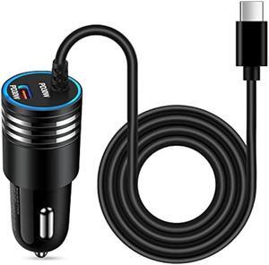 Android USB C Samsung Super Fast Car Charger for Samsung Galaxy S23 Ultra/S23/A05S/A05/A14 5G/A54/S22/S21 fe/S20/A53 5G/A13/A03S/A32, 60W Fast Car Adapter with 30W Built-in Type C Fast Charging Cable