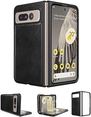 Foluu for Google Pixel Fold 2023 Case, Pixel Fold Leather Case, PU Leather + Hard PC Shell Ultra Thin Slim Durable Protective Phone Case Cover for Google Pixel Fold 2023 (Black)