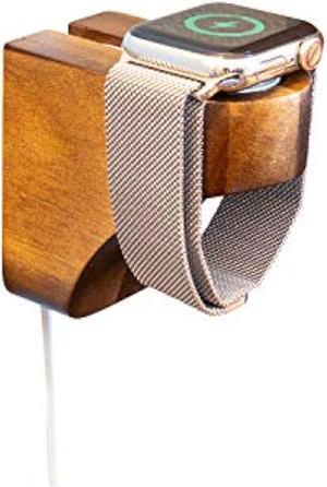 Wall Charging Stand for Apple Watch Series 9 - Wooden Charging Dock - Wood Charging Station for All iWatch - Simply Stick to Wall with Included 3M Command Strips (Acacia)