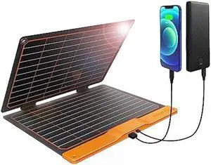 20W Small USB Solar Panel Charger 15W USB-A PD2.0 USB-C Foldable Portable Lightweight ETFE Power Emergency Panel IP67 Waterproof Hiking Camping Backpacking for Phones Battery Packs Tablets Power Bank